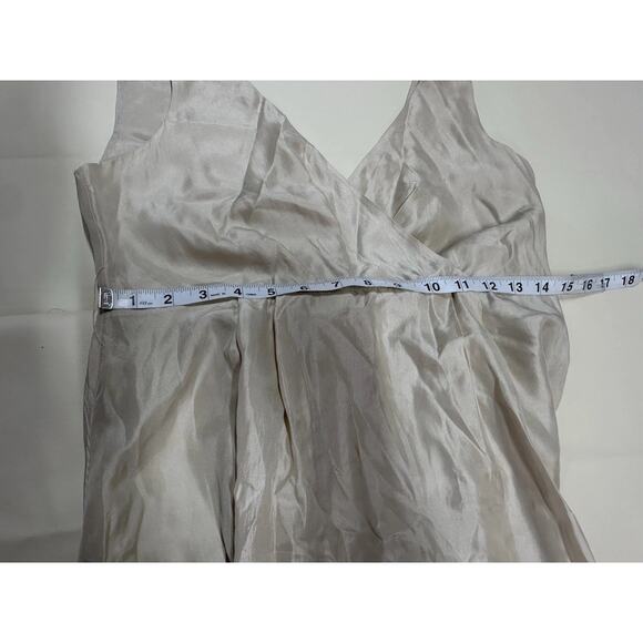 Massimo Dutti Women's Champagne 100 Silk Bubble Hem Midi Dress Evening Gown SZ M - Picture 6 of 12